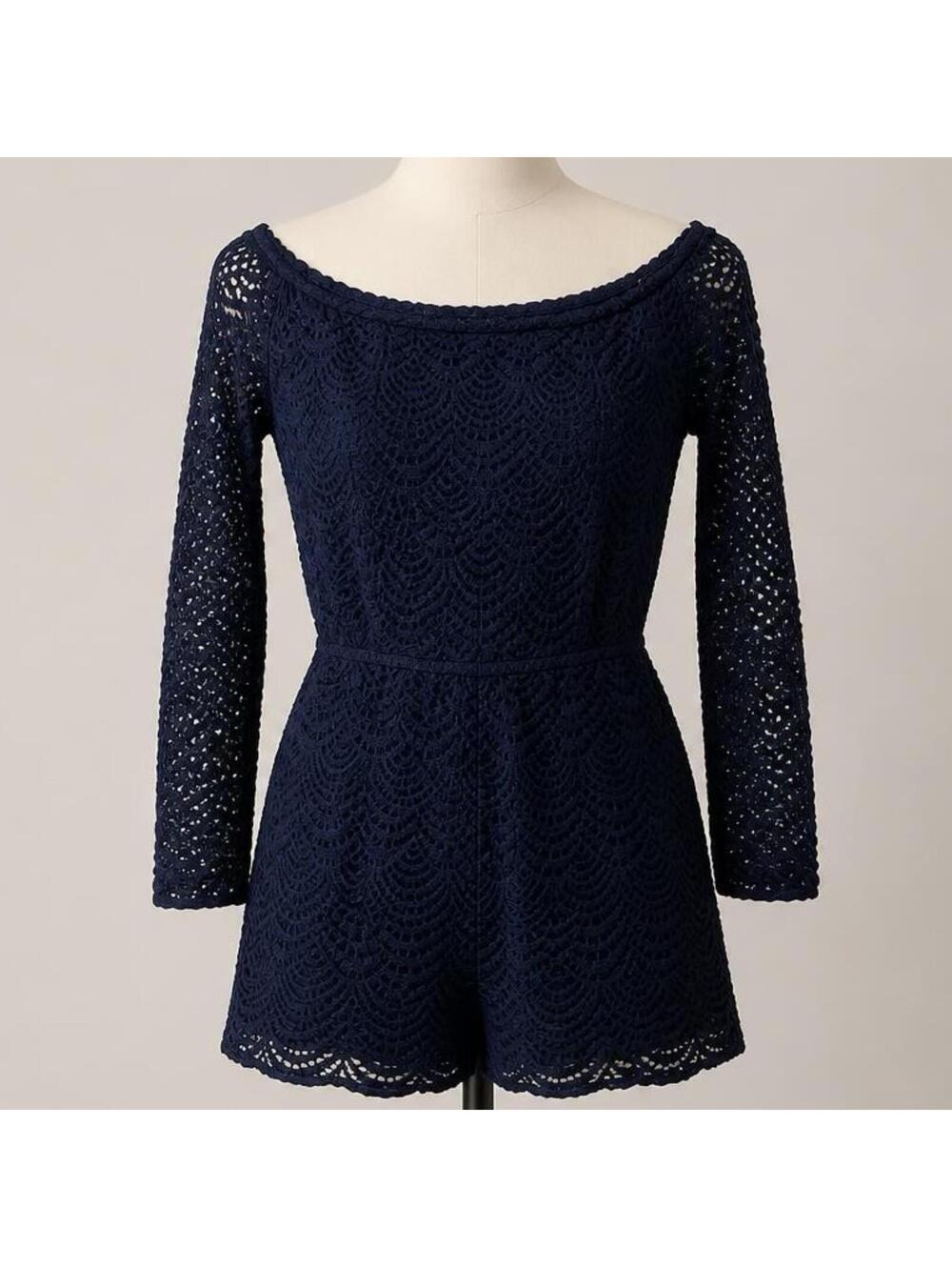 Lilly Pulitzer Navy Blue Lace Romper XS
